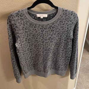 Gray Leopard Print Sweater